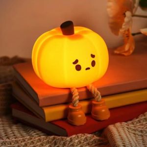 UMBRAULI USB Charging Halloween Pumpkin Night Light Adjustable Brightness Silicone  Lamp Mobile Phone Holder Soft  Light Birthday Gifts