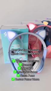 Fon inga NEW Bluetooth Headphone Wireless Cat Headfone Cat Ear Headset Colorful LED Alat Dengar RGB 猫耳朵头戴式立体声折叠发光蓝牙耳机