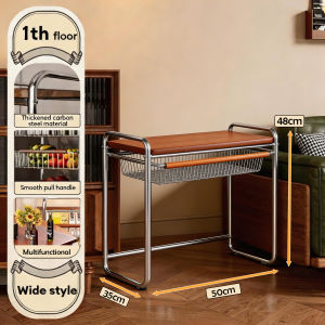 BMZAR Vintage Style Trolley Metal 3-5Tier Storage Under Desk Organizer Movable Living Room Snack Cart Side Coffee Table Storage