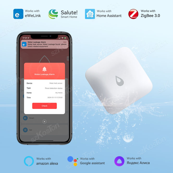 Tuya Smart ZigBee Water Leak Detector Wireless Water Leakage Sensor for ...