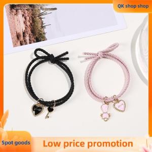 ✨QK shop✨ 2Pcs Cartoon Magnetic Couple Bracelets With Cat Love Heart Pendant Cute Mutually Attractive Friendship Rope Gifts For Friend