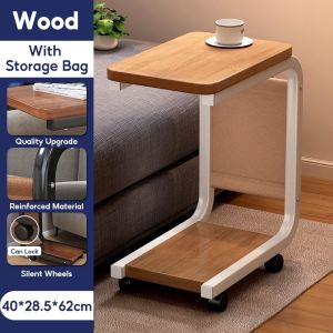 DODO Movable Coffee Tea Table Sofa Side Table With Wheels Small Bedside Table Laptop Table For Home Bedroom Storage Rack