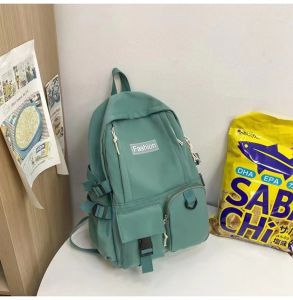 (FE SPORT) Solid Color Backpack Waterproof Multi Compartment Travel Bag Anti- Theft Backpack for Men and Women