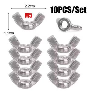 Dizoey 50Pcs Wholesale 304 Stainless Steel Butterfly Nuts Hand Tighten Wing Nuts Home Wingnuts Butterfly Nut M4 M5 M6 M8 M10 Manual Fasteners