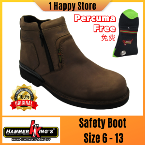 Hammer Kings Exclusive Safety Shoes 13035 Mid Cut Dual Zipper Steel Toe Cap Leather Working Shoes