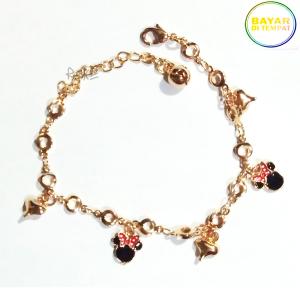 Raka Acc - Gelang Tangan Anak Minnie Mouse Pita Hitam Xuping Perhiasan Lapis Emas 18k 182 1724
