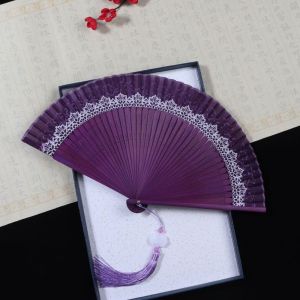 ZOATAAL พับเก็บได้ พัดลมพับได้ เปลี่ยนสีตามความต้องการ พร้อมพู่ห้อย แฟนเต้นรำเต้นรำ แบบพกพาได้ ไม้ไผ่ไม้ไผ่ Hanfu การถ่ายภาพ