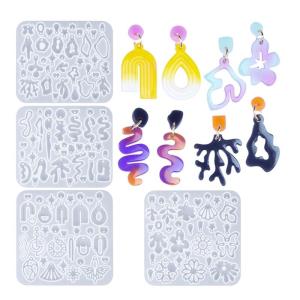 4Pcs Linh Hoạt khuôn silicon Bông Tai Khuôn Hình Học Không Thường Xuyên Tai khuôn mặt dây chuyền Cho Thủ Công Những Người Yêu Thích Nguồn Cung Cấp