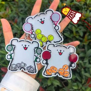 CRNGW Line Puppy Shake Ball Line Puppy Keychain Acrylic Rose Ball Rose Line Puppy Key Chains Key Ring Trinket Creative Shake Dogs Keychain Key Ring Gift