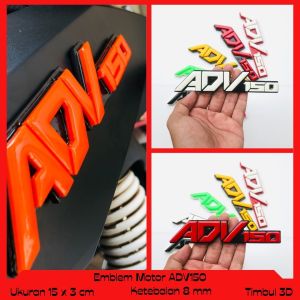 EMBLEM MOTOR ADV 150 VARIASI HURUF TIMBUL 3 DIMENSI BAHAN RESIN