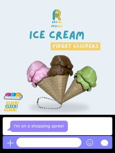 Resuri Designs Ice Cream Fidget Clicker Keychain