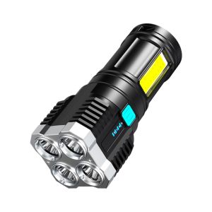 SENTER LED 4 MATA SUPER TERANG SENTER LED RECHARGEABLE CAS ULANG CAS LED USB SENTER 4 MODE JARAK JAUH CAMPING EMERGENCY LAMP