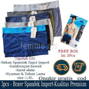 Femme OLs- Paket 3 Pcs CD Celana/ Pakaian Dalam Boxer Mr. DAX Corak Premium Murah berkualitas stay at home