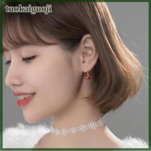 tuokaiguoji 1คู่สไตล์เกาหลีประณีตไวน์แดงเพทายหัวใจหัวใจห้อยต่างหูสำหรับผู้หญิงแฟชั่นเรียบง่ายหูตะขอเครื่องประดับงานปาร์ตี้