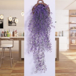 Eboo home 4pcs Artificial Fake Silk Flower Vine Hanging Garland Plant Hanging basket Orchid rattan Home Garden Wedding Decor