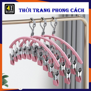 Móc treo quần áo đa năng 10 kẹp Móc phơi giày tất có khóa chống gió chống trượt với 10 bộ ghim kẹp phơi đồ trẻ em