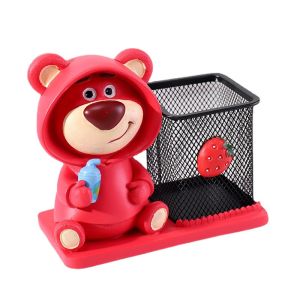 Hộp đựng bút GẤU DÂU LOTSO để bàn SIZE LỚN đính dâu tây siêu đáng yêu