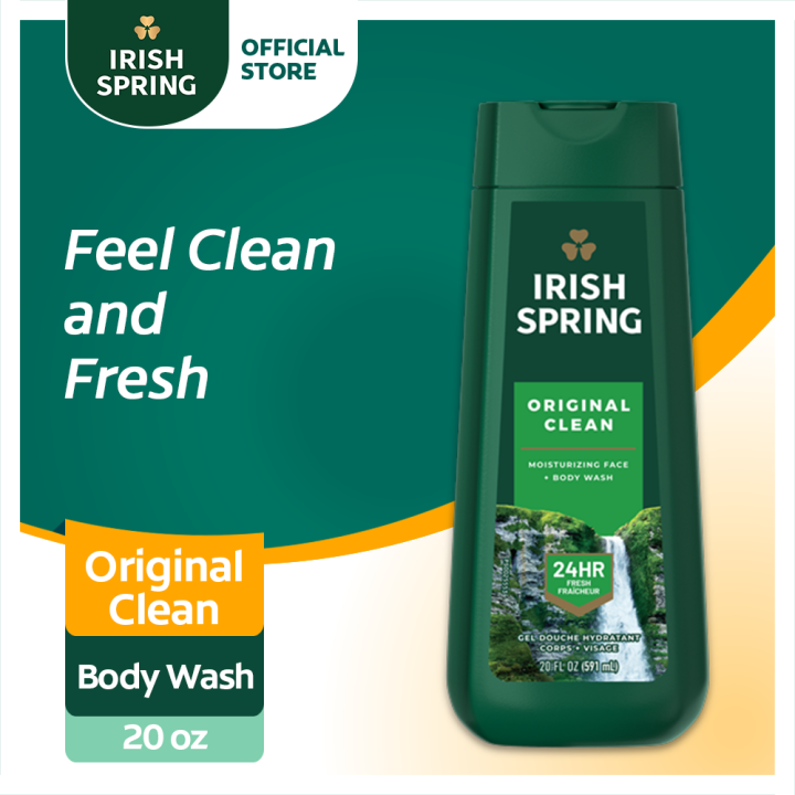 Irish Spring Original Clean Face & Body Wash - 24-Hour Freshness, 20oz ...