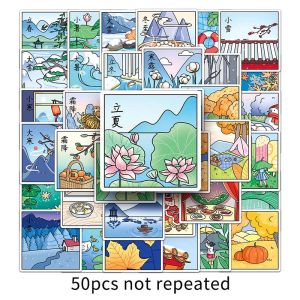 50 cái phim hoạt hình phong cách Trung Quốc ban đầu hai mươi bốn hạn năng lượng mặt trời Sticker cắt Sticker Nhãn dán vinyl in ấn