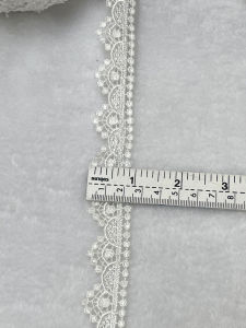 ลูกไม้ ลูกไม้ระบาย ลูกไม้แต่งเสื้อ ลูกไม้แต่งชาย ลูกไม้ตกแต่ง ผ้าลูกไม้ ลูกไม้ลายดอก สีขาว หน่วยขายเป็นเมตร