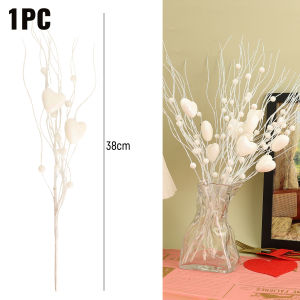 Glitter Heart Stems Artificial Love Branch for Valentines Day Sparkling Floral Arrangement Decor for Wedding Party