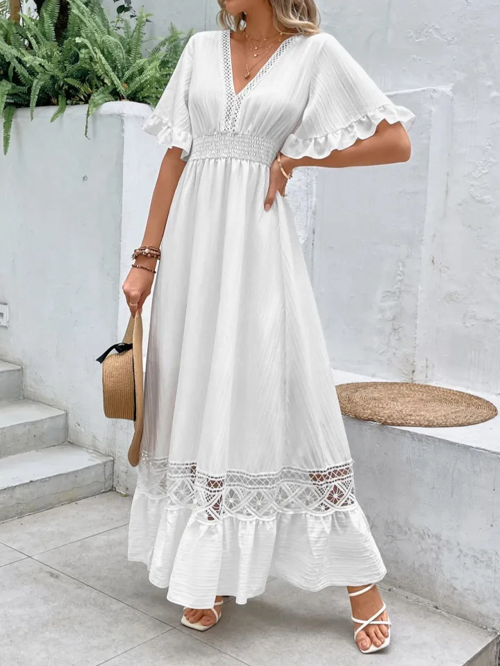 Short sleeve outlet white maxi dress