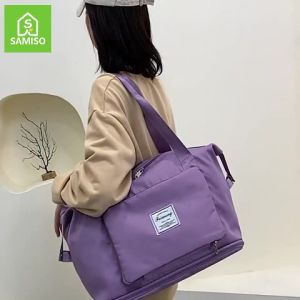 Foldable Travel Bag Expandable Waterproof Hand Carry Luggage Bag Dry wet separation Sports bags