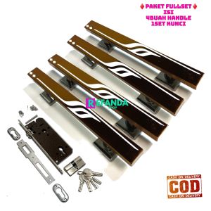 paket untuk pintu depan daun pintu 2 model kupu tarung isi 4buah handle lengkap set lock body kunci pilihan panjang gagang 33cm 45cm dan 60cm bahan stainless anti karat