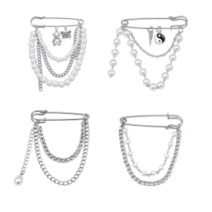 Stylish Brooch Lapel Pin Pearls Rhinestones for Clothing Jackets Hats Bags Novelty Brooches Clothing Accessories