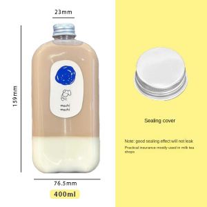 2Pcs 400ML PET Plastic Bottle Aluminum Cap Milk Tea Cup Beverage Bottle Juice Bottle