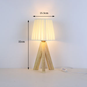 SXH New solid wood fabric design Creative Nordic Minimalism led Wooden modern minimalist bedroom desk lamp ins Plug-in bed