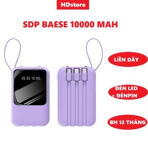 Pin Sạc dự phòng Baese mini size 10000 mah tích hợp cáp sạc nhiều thiết bị đèn led bảo hành 1 năm