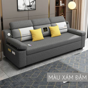 Giường Sofa Thông Minh Bọc Vải Lanh Mịn  Khung Sơn Tĩnh Điện Kèm Có Cổng USB Sạc Điện Thoại Đa Năng Nệm Bọt Biển Có Ngăn Chứa Đồ Tiện Dụng