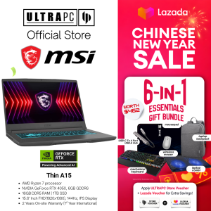 MSI Thin A15 Gaming Laptop — RTX4050 - 15.6" FHD IPS 144Hz - AMD Ryzen 7 - 16GB RAM - 1TB SSD