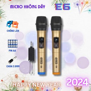 Bộ micro đôi  không dây karaoke chính hãng Ontekco E6 pin tiểu bảo hành 12 tháng dùng cho loa kéo âm ly vang ....