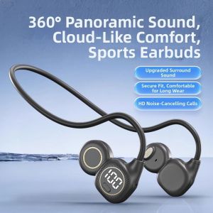 MODERNLUX LED Digital Display Wireless Earbuds Neckband Long Standby Stereo Sound Earphones Built In Microphone Neck Hanging Earphones Sports Training