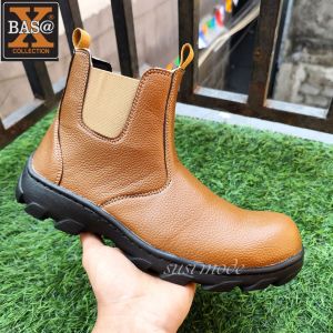 XBASA-Sepatu Safety Elastis Murah Terbaik kulit Omega impor kerja pabrik kitchen kantor proyek