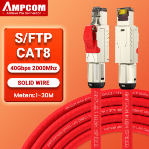 AMPCOM CAT8 Ethernet Patch Cable 1-25M S/FTP 22AWG Screened Solid Cable | 2000Mhz (2Ghz) up to 40Gbps Future 5th-Gen Ethernet LAN