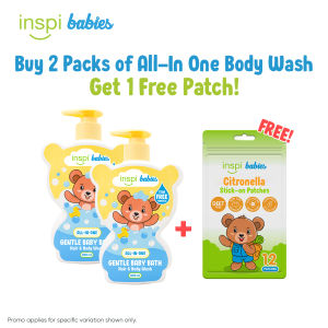 Inspi Babies All-In-One Gentle Baby Bath - Hair and Body Wash tear-free 300mL Pack of 2 Bottle or Refill