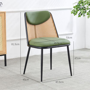 UrbanSpace SG- Dining Chair Imitation Rattan Back Chair Leather Nordic Modern Simplicity