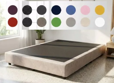 PVC or Velvet Divan Bed Frame - Single Super Single Queen King with With 5cm Legs