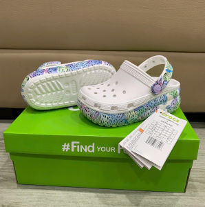 Dép sục nhựa đi mưa cross trẻ em BAND CRUSH BUTTERFLY  clog cao 4cm tặng kèm stic