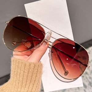 Fashion Metal Sunglasses - Gradient Tea Color with UV400 Protection