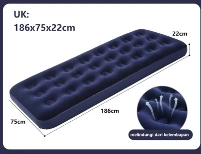 Kasur Angin Queen Biru Kasur Tiup Single Twin Double Kasur Tiup Air Bed Queen Size Paket Kasur Tiup Matras Kemah Indoor + Pompa Manual Bestway Paket Kasur Angin Double Biru