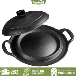 [VSC] 11 Inch Iron Skillet with Dual Assist Handles Frying Pan Chefs Pan Fry Pan for Frying Baking Grilling Indoor Outdoor Cooking