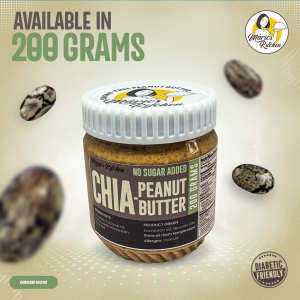 Chia Peanut Butter Diabetic-Friendly with Stevia-Erythritol blend Keto Sugar-Free FDA Approved