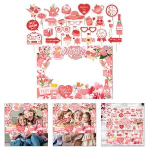 Mothers Day Photography Props with Florals Photo Frame and and Directional Signs Handmade Photo Booth Supplies