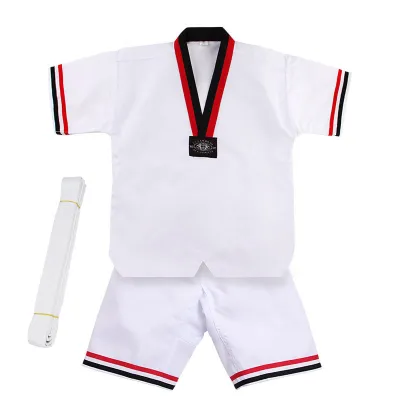 Taekwondo Uniform 120cm-150cm Kids Taekwondo V-Neck White Uniform Karate Uniform Sut Taekwondo