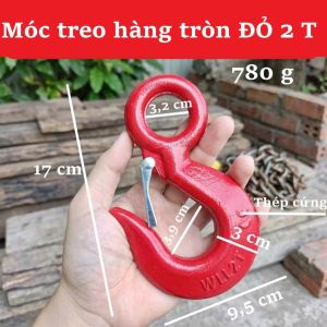 Móc tròn treo hàng ĐỎ (2T) có chốt khóa an toàn Phụ kiện kéo chằng buộc  treo đa năng