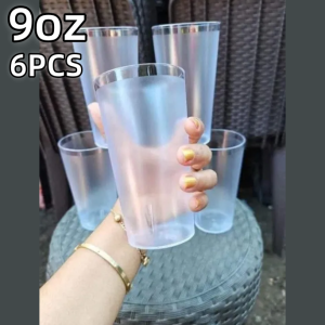 INXX 6pcs/Set Jollibee Style Cups 8oz/12oz Drinking Plastic Cup Frosted Clear Water Glass and Transparent Pitcher 6pcs Chowking Baso/Acrylic Drinking Cup